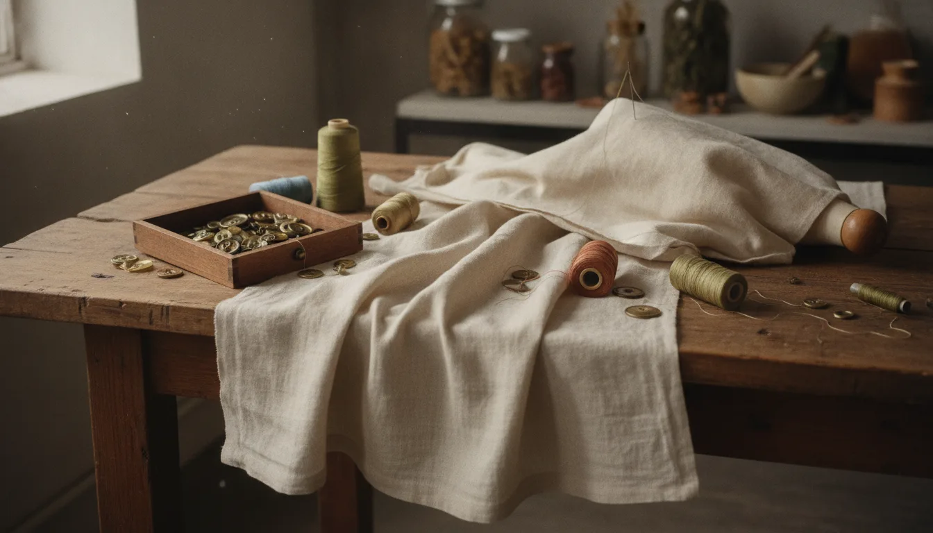 The raw materials of a new luxury: organic linen, plant dyes, and recycled hardware